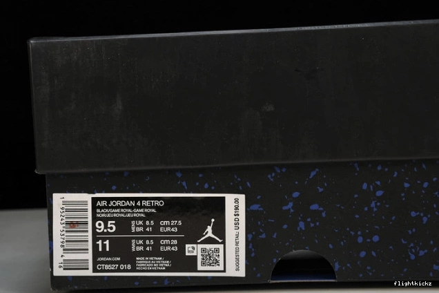 Black 4 Game CT8527-018 Retro Royal Jordan 0717